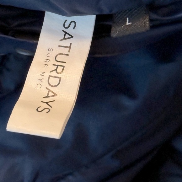 Saturdays Surf NYC Khari Navy Blue Reversible Quilted Nylon Puffer Coat Jacket L - Picture 7 of 10